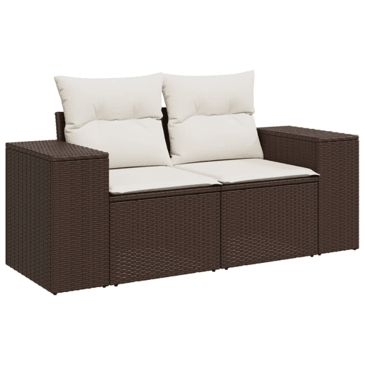 vidaXL 4 pcs conjunto sofás de jardim c almofadões vime PE castanho
