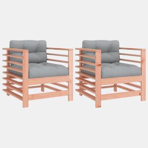 vidaXL Cadeiras de jardim c almofadões 2pcs madeira de douglas maciça