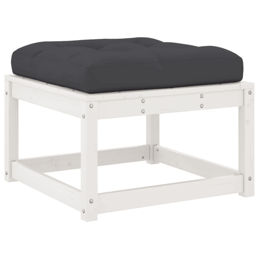 vidaXL Apoio de pés p jardim c almofadão pinho maciço branco vidaXL Apoio de pés p jardim c almofadão pinho maciço branco