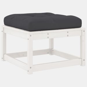 vidaXL Apoio de pés p jardim c almofadão pinho maciço branco