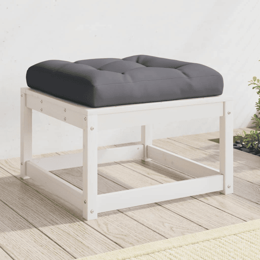 vidaXL Apoio de pés p jardim c almofadão pinho maciço branco vidaXL Apoio de pés p jardim c almofadão pinho maciço branco