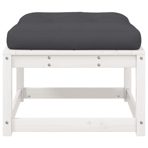 vidaXL Apoio de pés p jardim c almofadão pinho maciço branco vidaXL Apoio de pés p jardim c almofadão pinho maciço branco