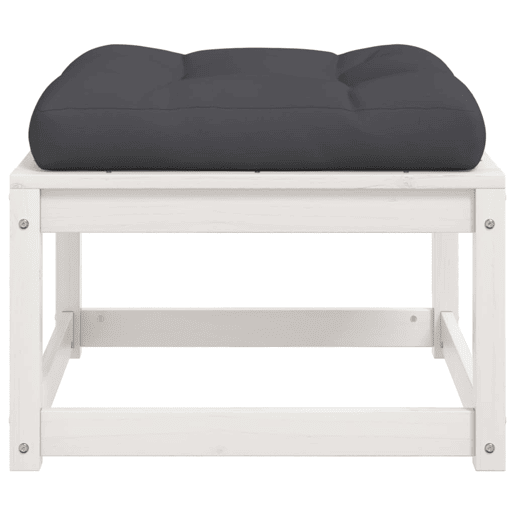 vidaXL Apoio de pés p jardim c almofadão pinho maciço branco vidaXL Apoio de pés p jardim c almofadão pinho maciço branco