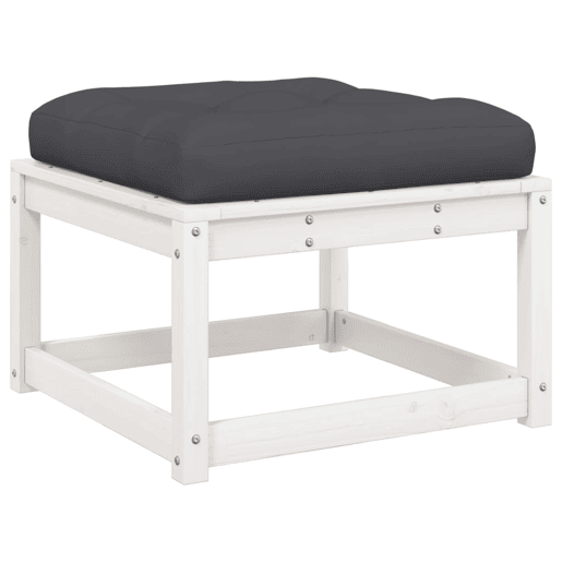 vidaXL Apoio de pés p jardim c almofadão pinho maciço branco vidaXL Apoio de pés p jardim c almofadão pinho maciço branco