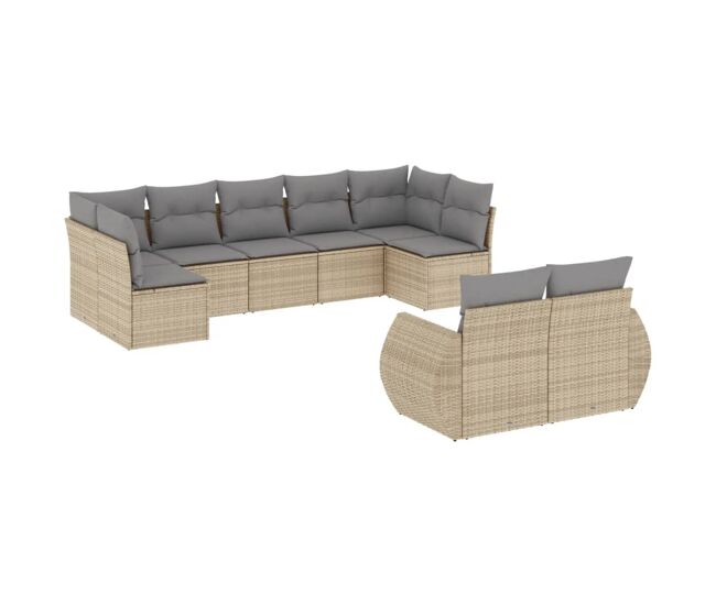 Vidaxl set de sofás de jardín 9 pzas con cojines ratán sintético beige