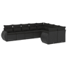 vidaXL 9 pcs conjunto de sofás p jardim c almofadões vime PE preto