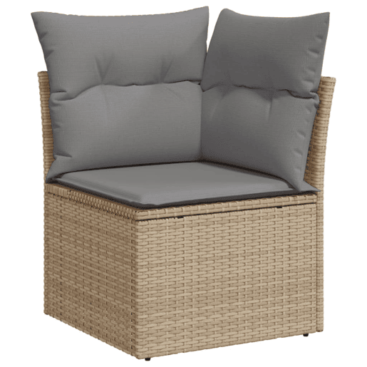 vidaXL 11 pcs conjunto sofás de jardim c almofadões vime PE bege