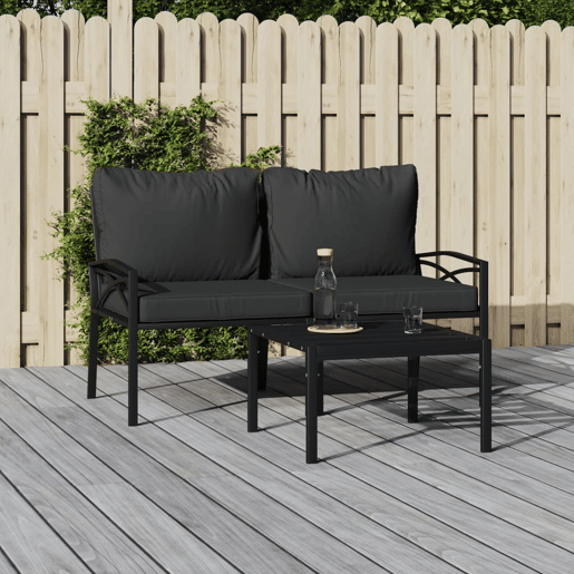 vidaXL Cadeiras de jardim c almofadões cinzentos 2 pcs 62x75x79cm aço