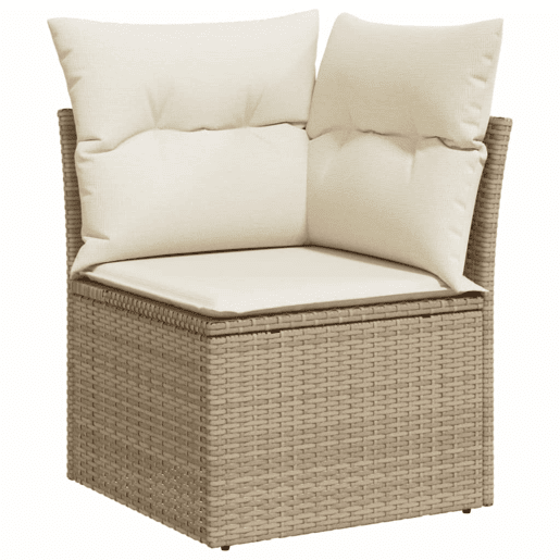 vidaXL 14 pcs conjunto de sofás p jardim com almofadões vime PE bege vidaXL 14 pcs conjunto de sofás p jardim com almofadões vime PE bege
