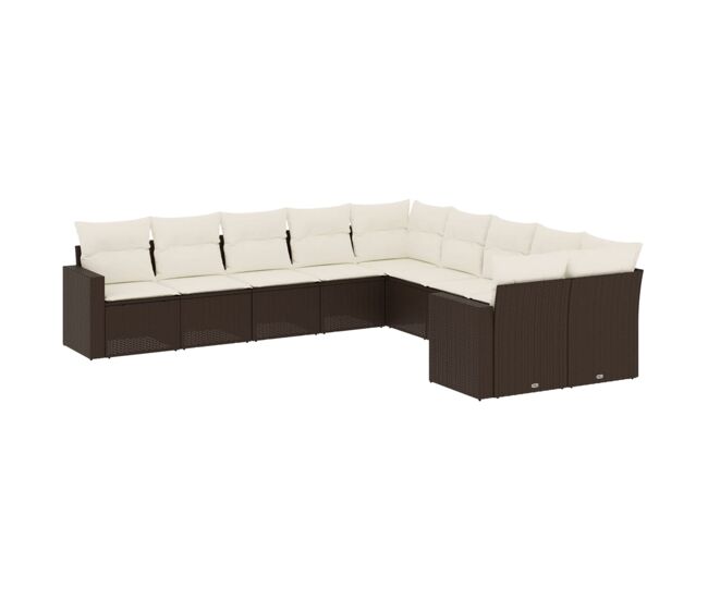 Vidaxl set de sofás de jardín 10 pzas y cojines ratán sintético marrón