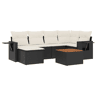 vidaXL 7 pcs conjunto de sofás p jardim c almofadões vime PE preto