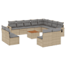 vidaXL 13 pcs conjunto de sofás p jardim com almofadões vime PE bege