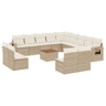 vidaXL 14 pcs conjunto de sofás p jardim com almofadões vime PE bege