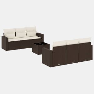 vidaXL 7 pcs conjunto de sofás jardim c almofadões vime PE castanho