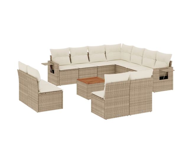Vidaxl set de sofás de jardín 12 pzas y cojines ratán sintético marrón