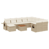 vidaXL 11 pcs conjunto sofás de jardim c almofadões vime PE bege