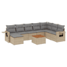 vidaXL 9 pcs conjunto de sofás p jardim com almofadões vime PE bege