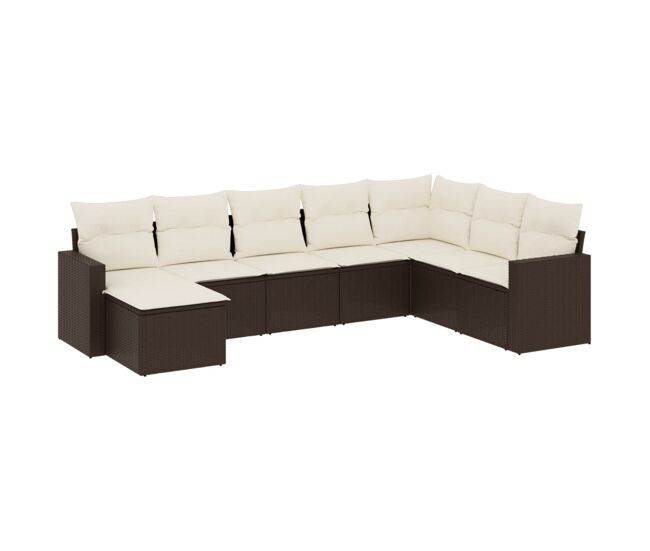 Vidaxl set sofás de jardín 8 piezas y cojines ratán sintético marrón