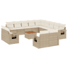 vidaXL 14 pcs conjunto de sofás p jardim com almofadões vime PE bege