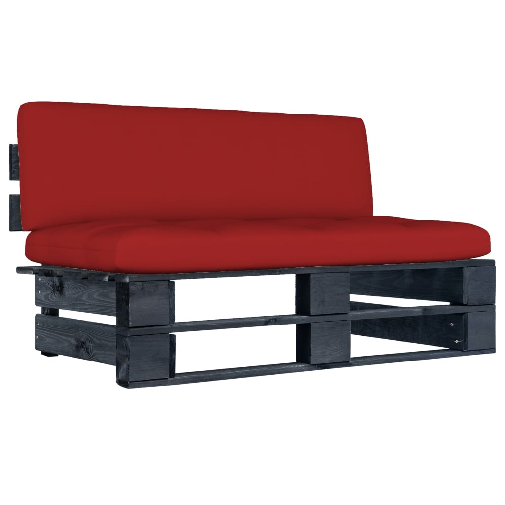 Vidaxl sofá central de palets de jardín madera pino impregnada negro