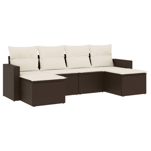 vidaXL 6 pcs conjunto de sofás jardim c almofadões vime PE castanho