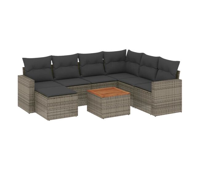 Vidaxl set de sofás de jardín 8 pzas y cojines ratán sintético gris