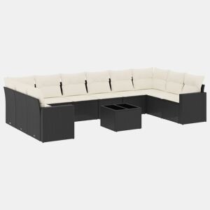 vidaXL 11 pcs conjunto sofás de jardim c almofadões vime PE preto
