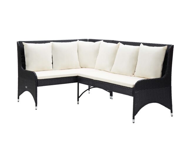 Vidaxl sofás de esquina de jardín 2 piezas ratán pe negro