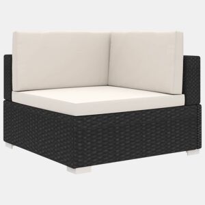 vidaXL Cadeira de canto seccional c almofadões 1 pc vime PE preto