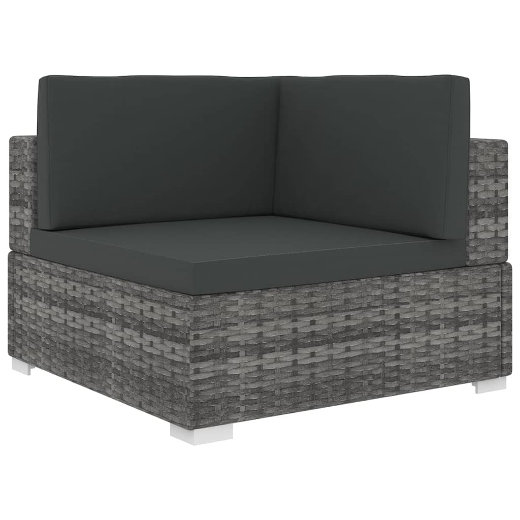 Vidaxl asiento seccional de esquina con cojines 1 ud ratán pe gris