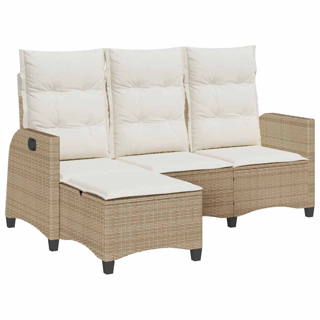 Vidaxl sofá de jardín reclinable con cojines en forma de l beige