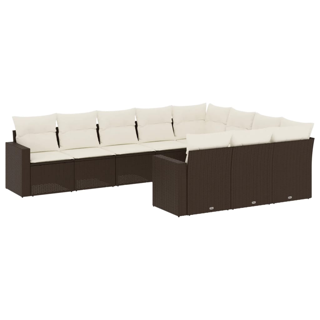 Vidaxl set de sofás de jardín 10 pzas y cojines ratán sintético marrón