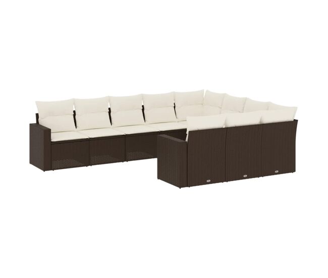 Vidaxl set de sofás de jardín 10 pzas y cojines ratán sintético marrón