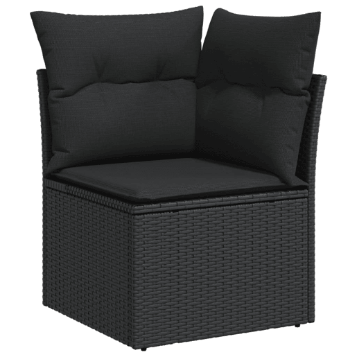 vidaXL 12 pcs conjunto de sofás de jardim c almofadões vime PE preto