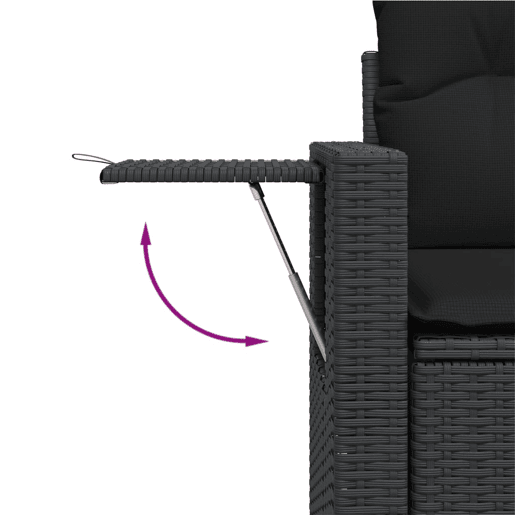 vidaXL 12 pcs conjunto de sofás de jardim c almofadões vime PE preto