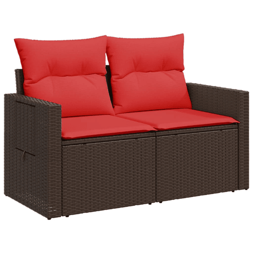 vidaXL Sofá de jardim com almofadas, 2 lugares, vime sintético marrom vidaXL Sofá de jardim com almofadas, 2 lugares, vime sintético marrom