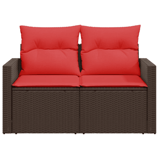 vidaXL Sofá de jardim com almofadas, 2 lugares, vime sintético marrom vidaXL Sofá de jardim com almofadas, 2 lugares, vime sintético marrom