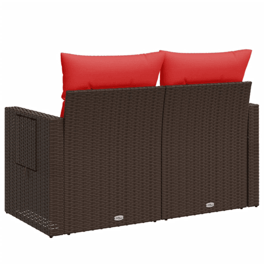 vidaXL Sofá de jardim com almofadas, 2 lugares, vime sintético marrom vidaXL Sofá de jardim com almofadas, 2 lugares, vime sintético marrom