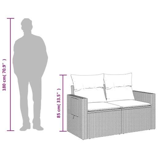vidaXL Sofá de jardim com almofadas, 2 lugares, vime sintético marrom vidaXL Sofá de jardim com almofadas, 2 lugares, vime sintético marrom