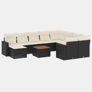 vidaXL 11 pcs conjunto sofás de jardim c almofadões vime PE preto