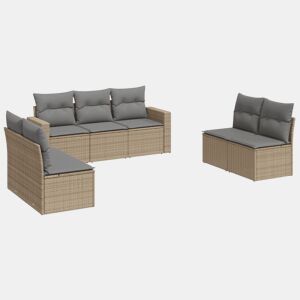 vidaXL 7 pcs conjunto de sofás p jardim com almofadões vime PE bege