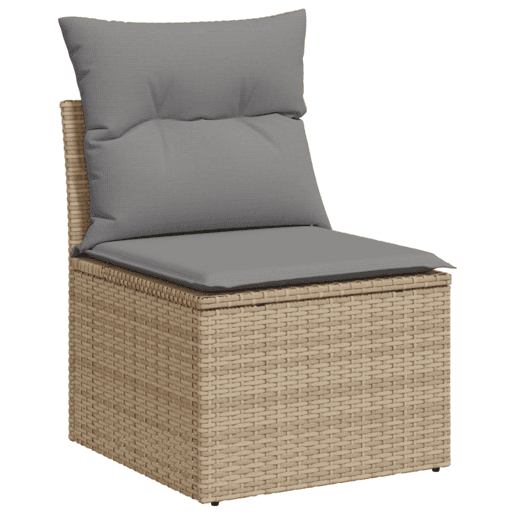 vidaXL 9 pcs conjunto de sofás p jardim com almofadões vime PE bege vidaXL 9 pcs conjunto de sofás p jardim com almofadões vime PE bege