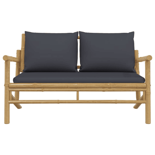 vidaXL Banco de jardim bambu com almofadões cinzento-escuro vidaXL Banco de jardim bambu com almofadões cinzento-escuro