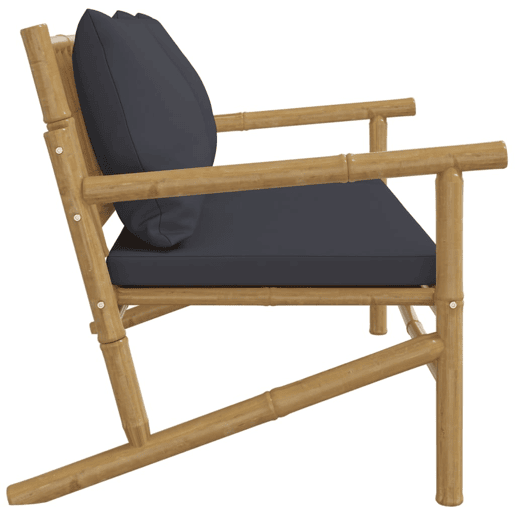 vidaXL Banco de jardim bambu com almofadões cinzento-escuro vidaXL Banco de jardim bambu com almofadões cinzento-escuro