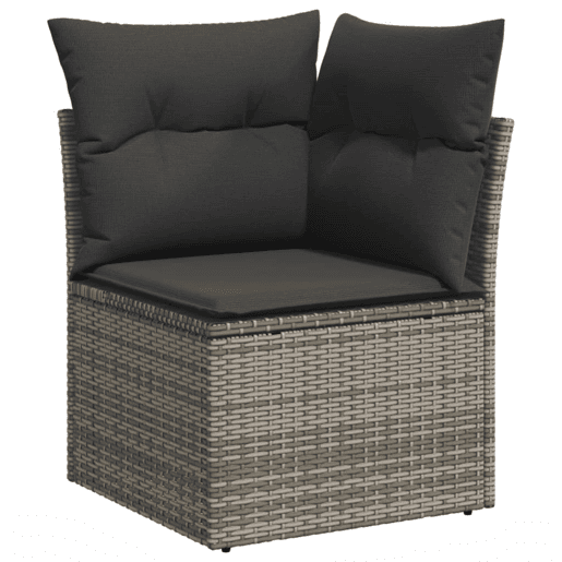 vidaXL 7 pcs conjunto sofás p jardim c almofadões vime PE cinzento vidaXL 7 pcs conjunto sofás p jardim c almofadões vime PE cinzento
