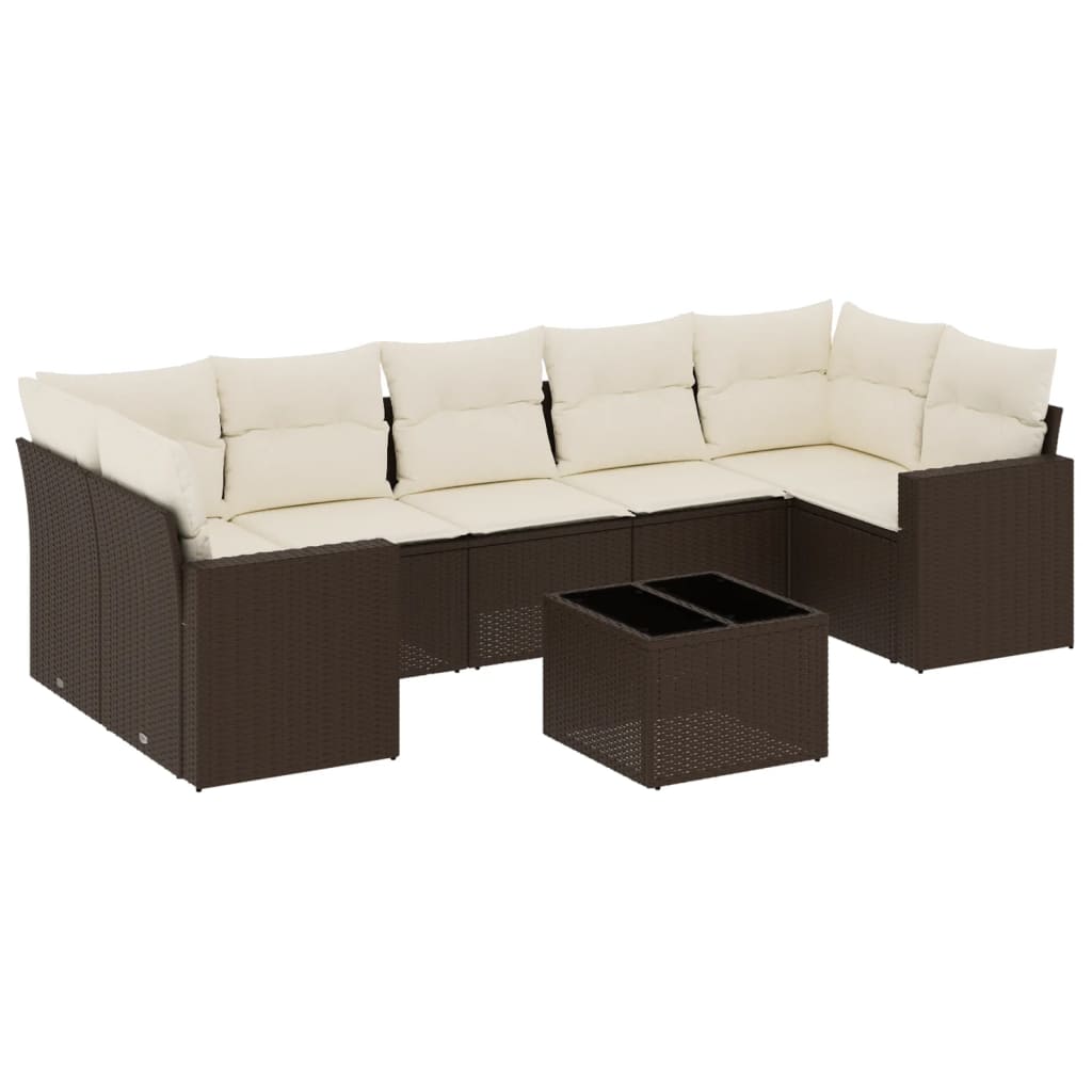 vidaxl set sofas de jardin 8 piezas y cojines ratan sintetico marron