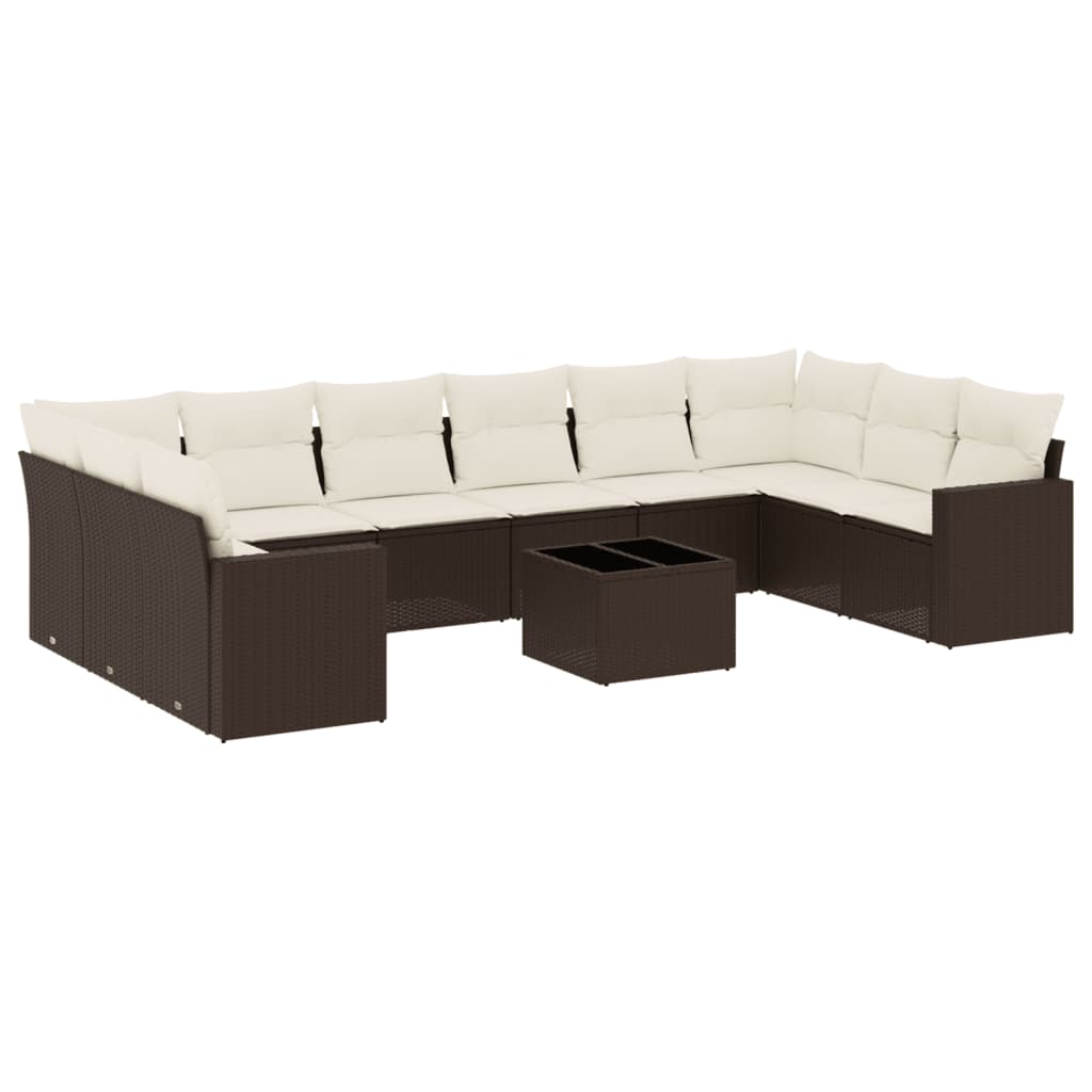 Vidaxl set de sofás de jardín 11 pzas cojines ratán sintético marrón