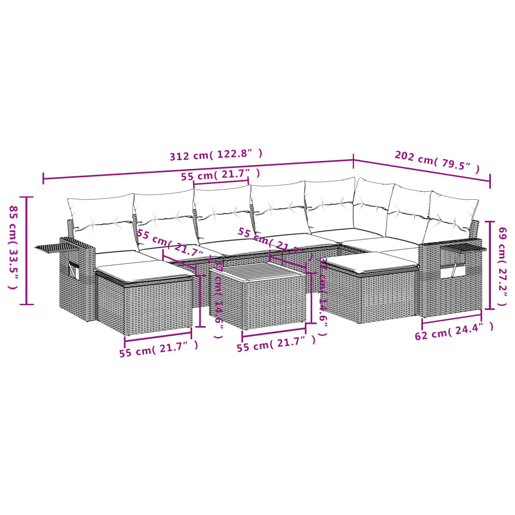 vidaXL 10 pcs conjunto sofás de jardim c almofadões vime PE preto vidaXL 10 pcs conjunto sofás de jardim c almofadões vime PE preto