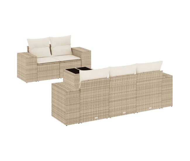 Vidaxl juego de sofás jardín con cojines 6 pzas ratán sintético beige