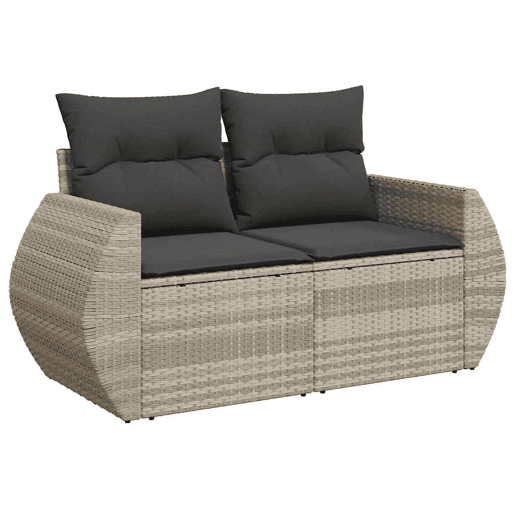 vidaXL 7 pcs conj. sofás jardim com almofadões vime PE cinzento-claro